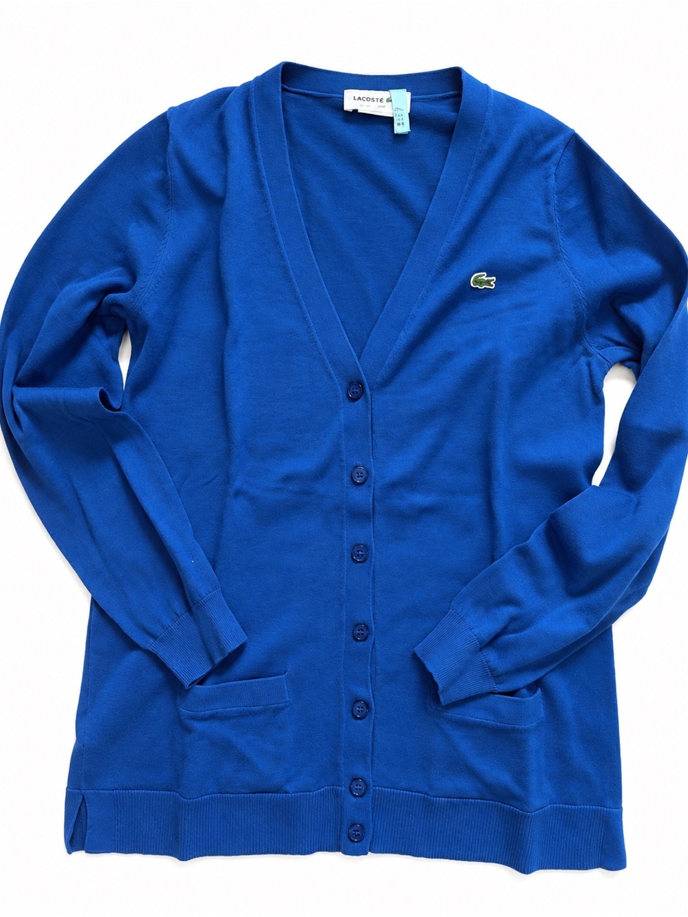 Lacoste Women's Royal Blue V-Neck Button Cardigan